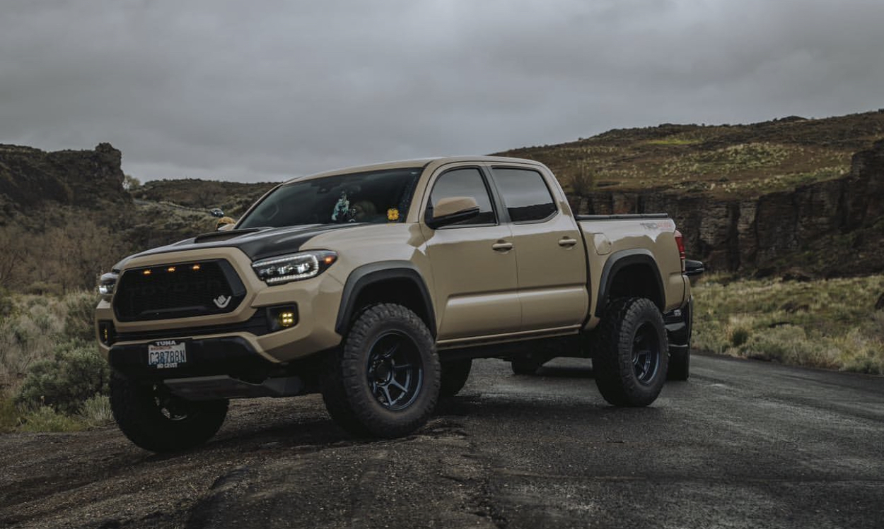 Lifted Quicksand Tacoma Overland Build With Carbon Fiber Hood