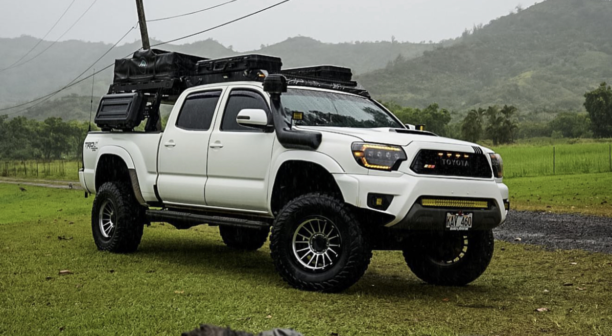 White 2nd Gen Tacoma Overland Build w/ Snorkel & Amber LED Lights