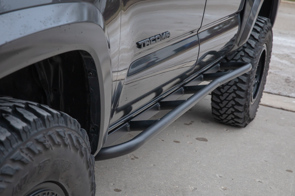 TNF Bolt-On Rock Sliders For 3rd Gen Tacoma With Satin Black Powder Coat