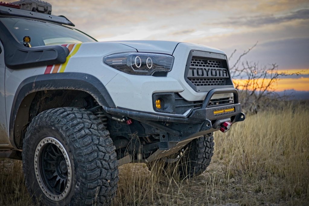 Super White Lifted 3rd Gen Tacoma With Baja Designs LED Lights & RRW RR7 Wheels