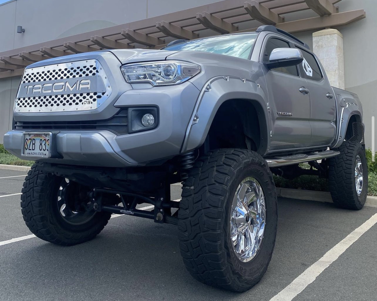 Silver 3rd Gen Tacoma w/ 12" Bulletproof Suspension Lift & Chrome Accents