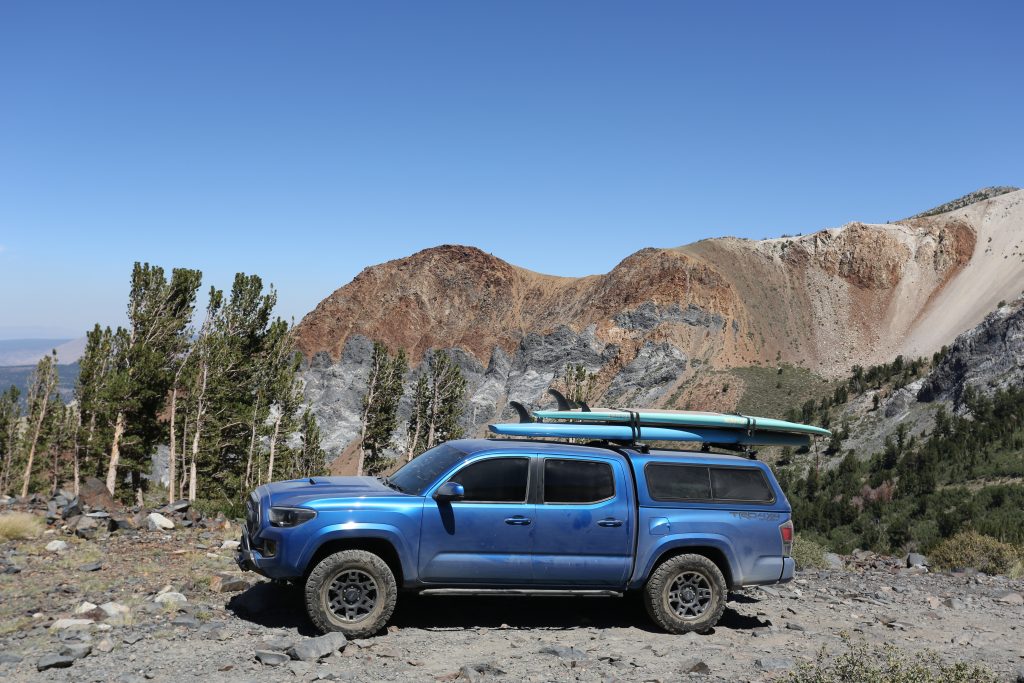 Blazing Blue Pearl 3rd Gen Tacoma With Color Matched ARE V-Series Camper Shell