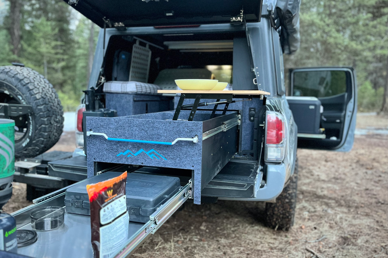 3rd Gen Tacoma with FAHRT Systems Drawer and FAHRT Systems Adjustable Sleeping Platform and FAHRT Kitchen Slide-Out