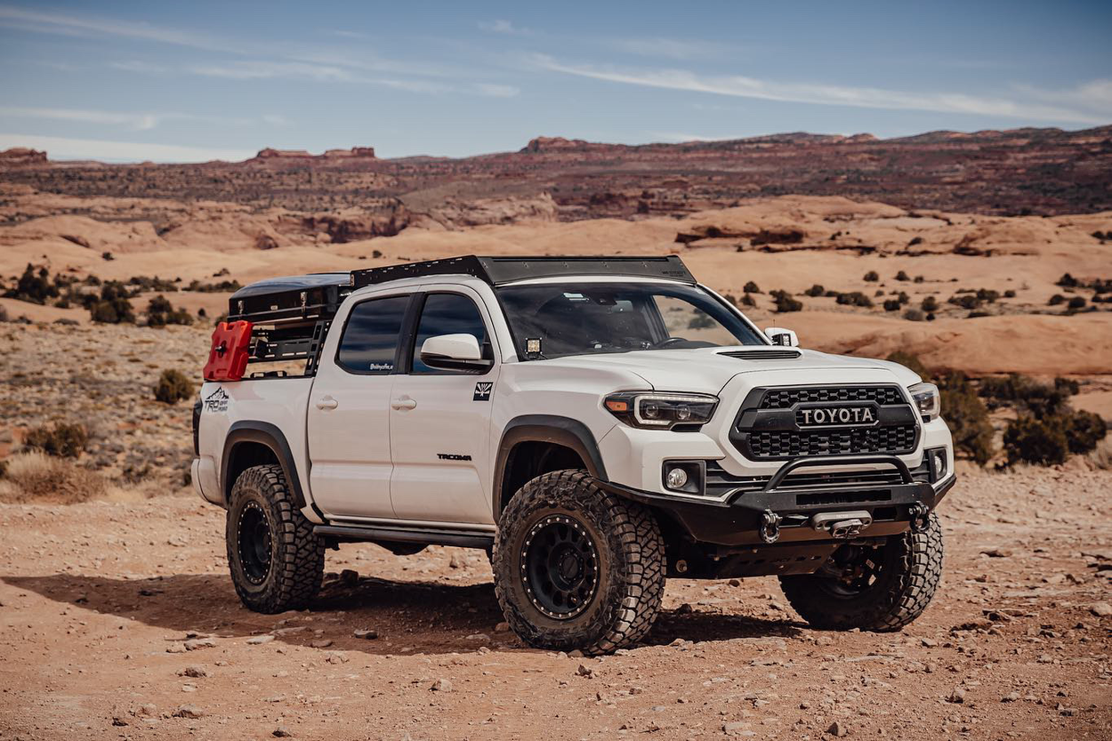 White 3rd Gen Tacoma With Black Method Race Wheels and Toyo Tires