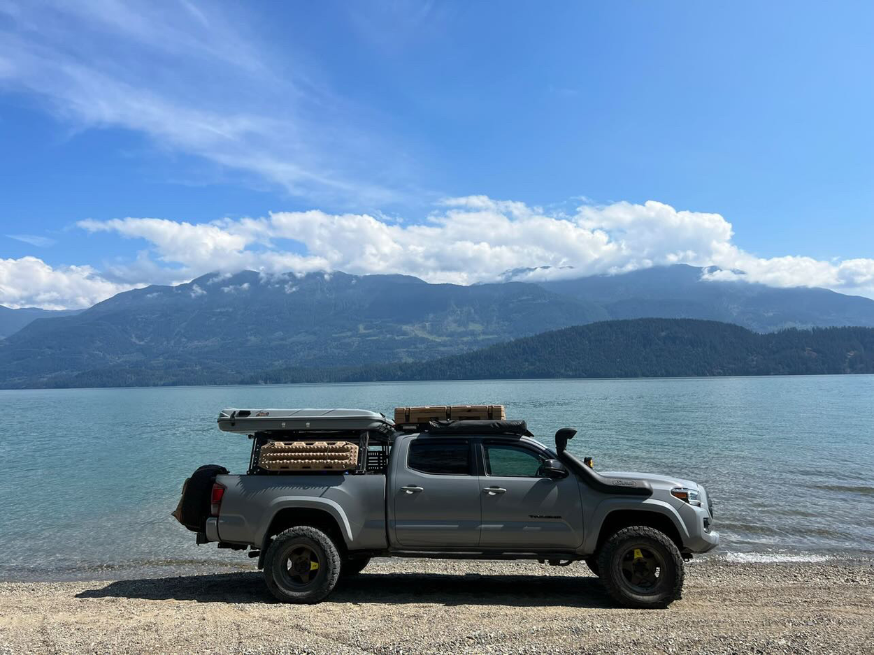 Cement 3rd Gen Tacoma with Fuel Wheels and Tan MaxTrax Recovery Boards