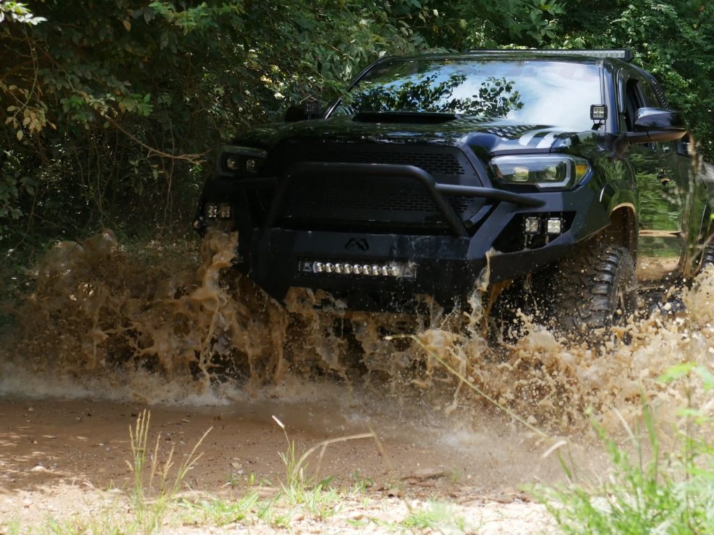 Blacked Out 3rd Gen Tacoma Water Crossing Offroad