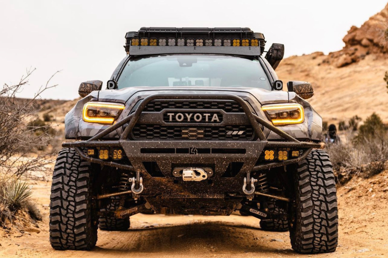 3rd Gen Tacoma with Sherpa Roof Rack and C4 Fabrications Front Bumper