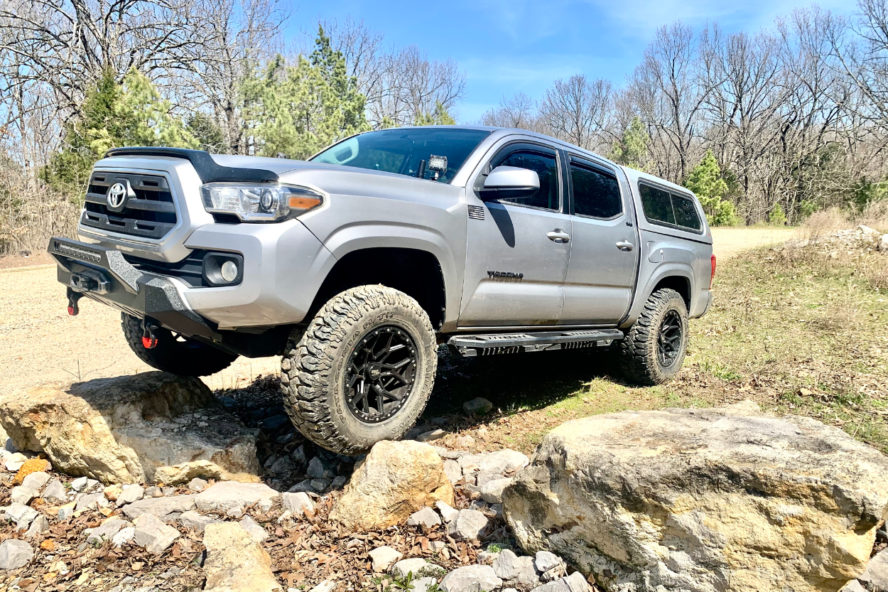 Silver 3rd Gen Tacoma with Milestar Patagonia MT 02 285/70R17 & Rock Trix Wheels