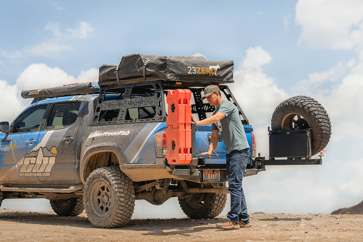 CBI Off-Road High Clearance Steel Rear Bumper For 3rd Gen Tacoma with Dual Swingout, Tire Carrier, and RotoPax Fuel Container Mounts