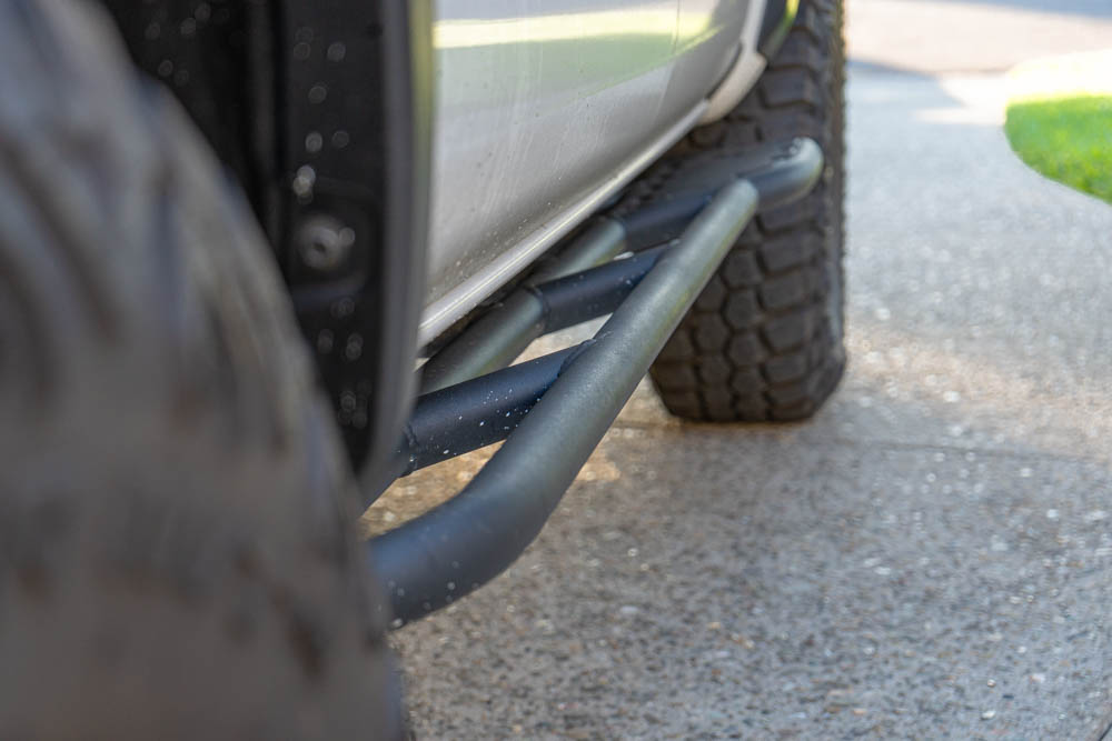 Bolt On DOM Rock Sliders With Kickout & Top Plate For Toyota Tacoma From Restless Offroad Fabrication