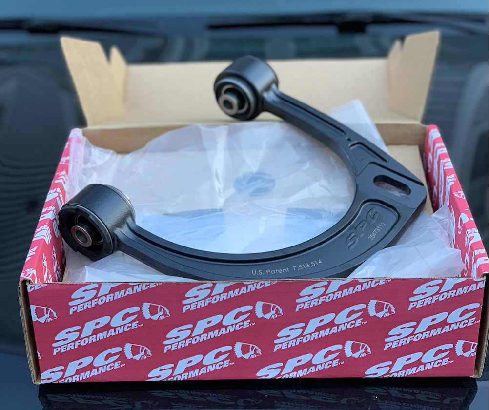 Specialty Product Company (SPC) performance upper control arms for the Toyota Tacoma in the SPC box