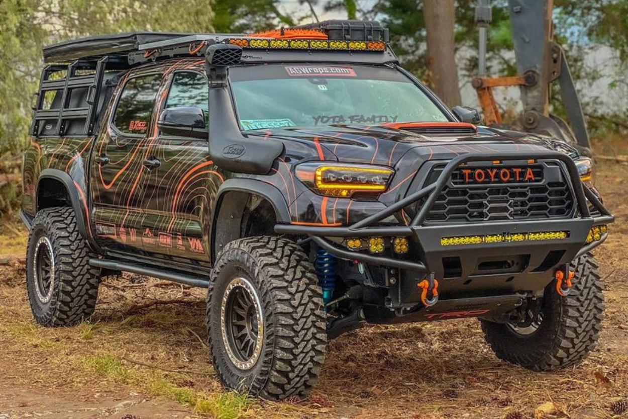 Lifted 3rd Gen Tacoma with TRD Front Skid Custom Topo Wrap