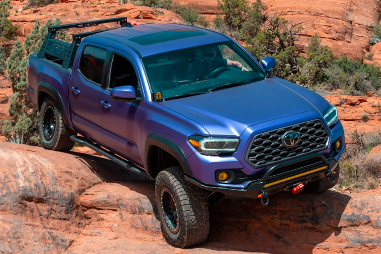 3rd Gen Tacoma With Custom Satin Purple Vinyl Wrap