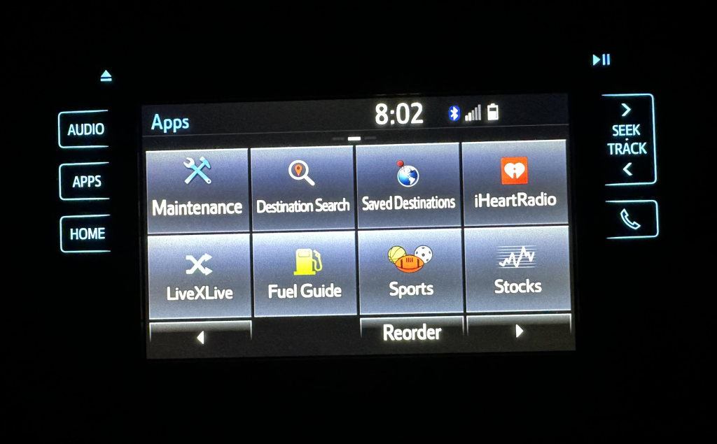 Toyota Entune Infotainment system on the 2nd page of apps