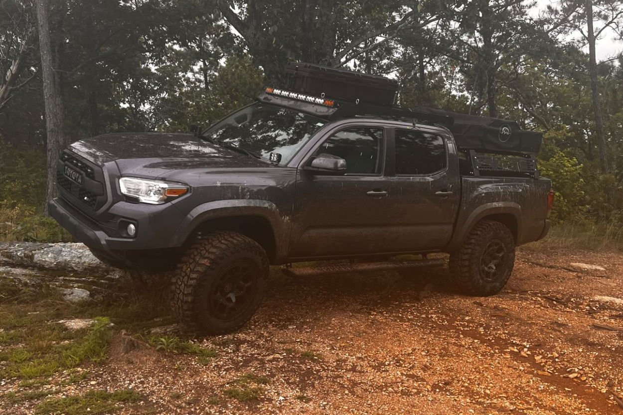 3rd Gen Tacoma With ROAM Adventure Co 95 Liter Box Mounted On Prinsu Roof Rack