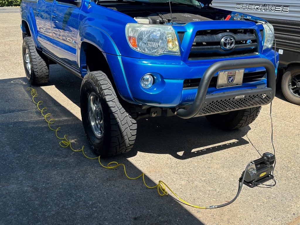 Airing Up Tires On Tacoma With Smittybilt Air Compressor