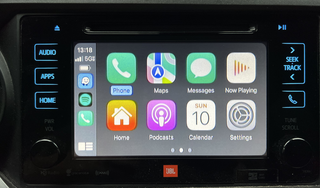 Carabc apple carplay user interface with phone, maps, imessages and more