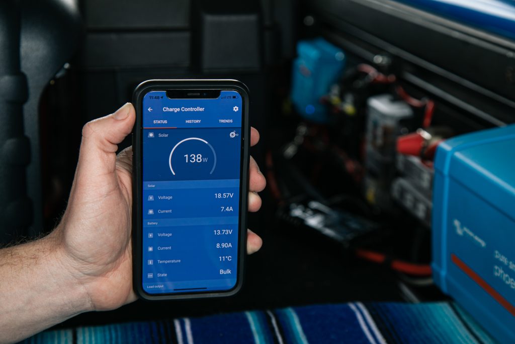 Victron Energy iPhone App Showing Solar Panel Wattage
