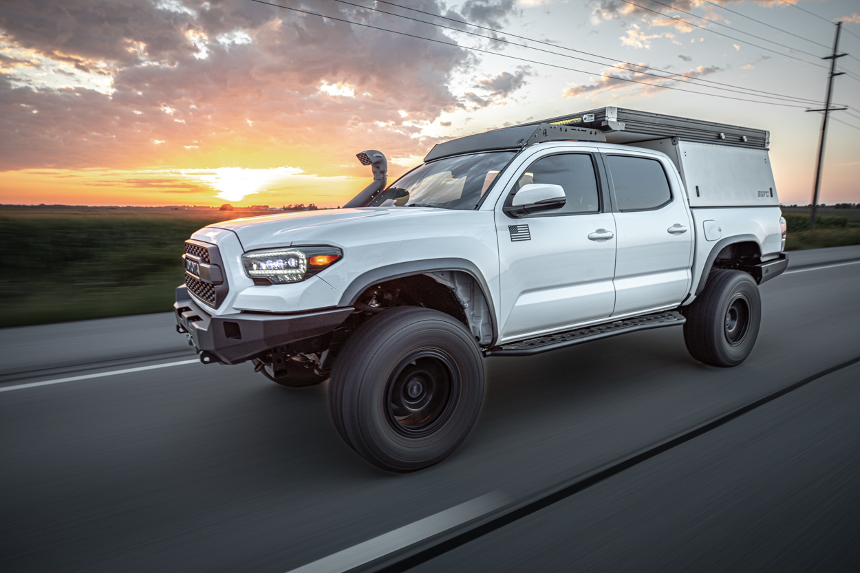 White 3rd Gen Tacoma Overland Build With Backwoods Adventure Mods Front & Rear Bumpers