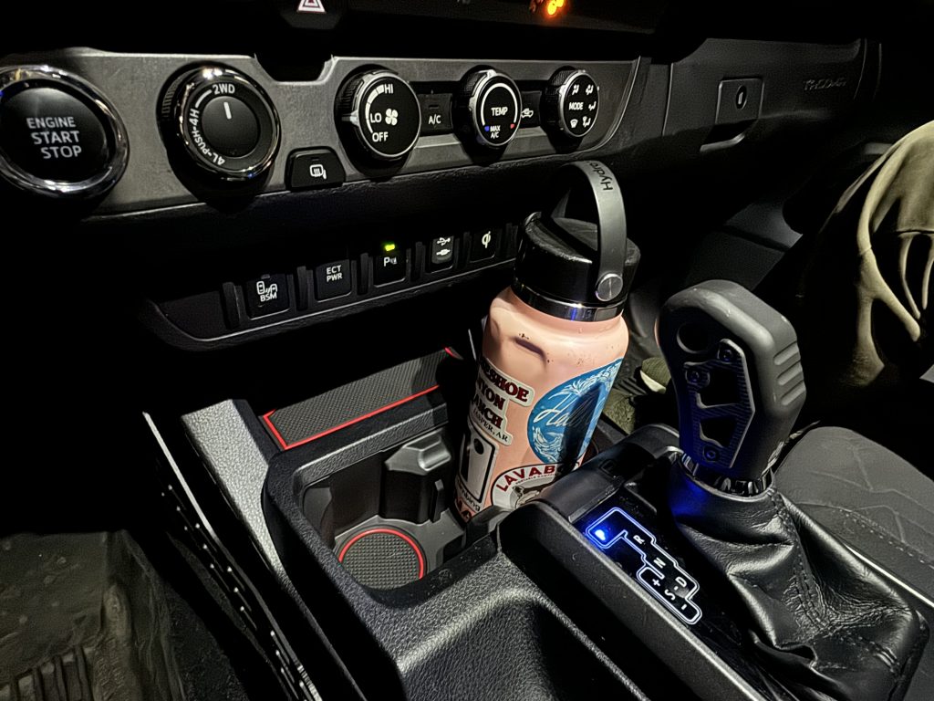 AJT Design oversized cupholder mod for Toyota Tacoma.