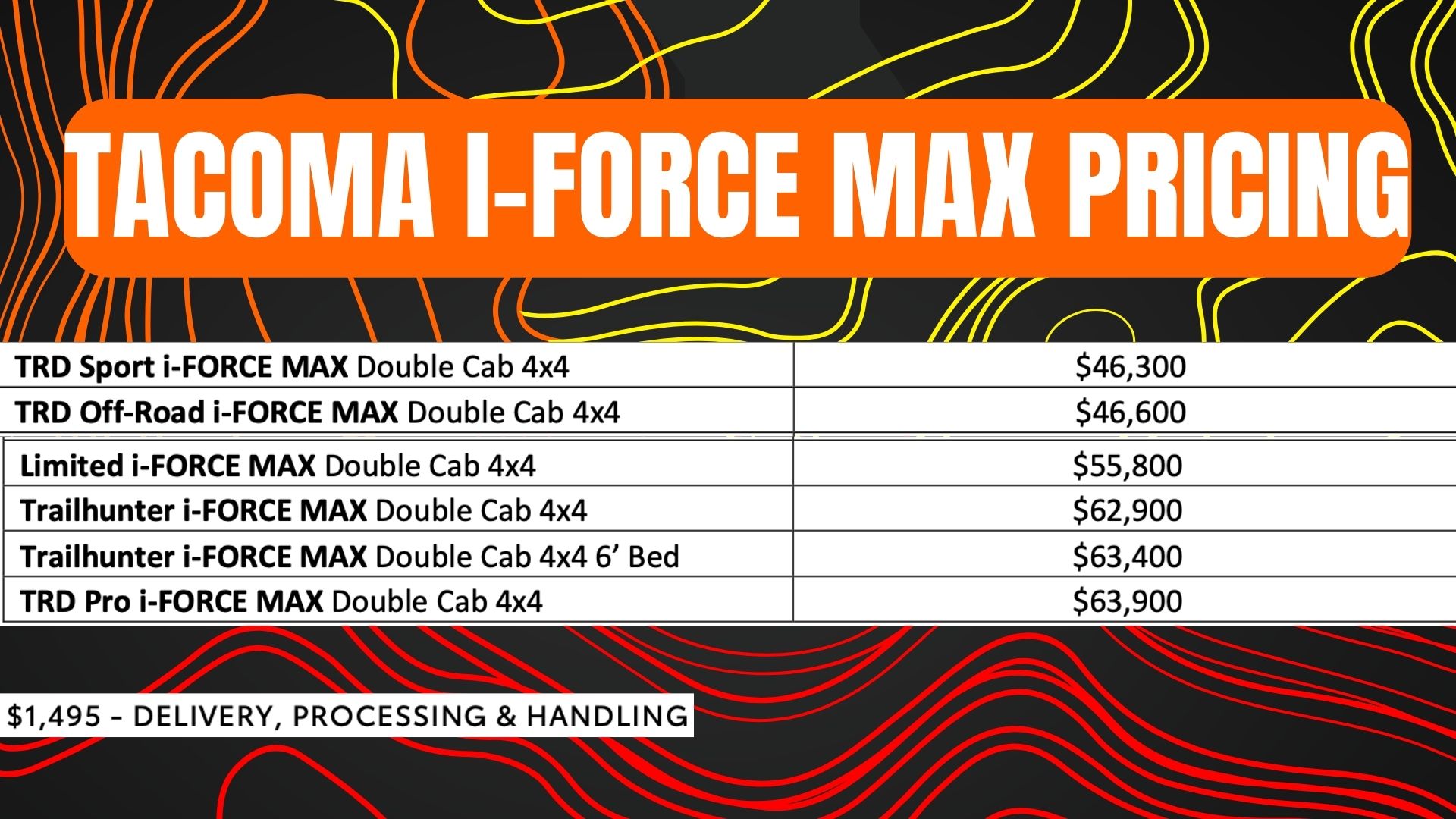 2024 Tacoma Official Hybrid i-Force Max Powertrain Pricing