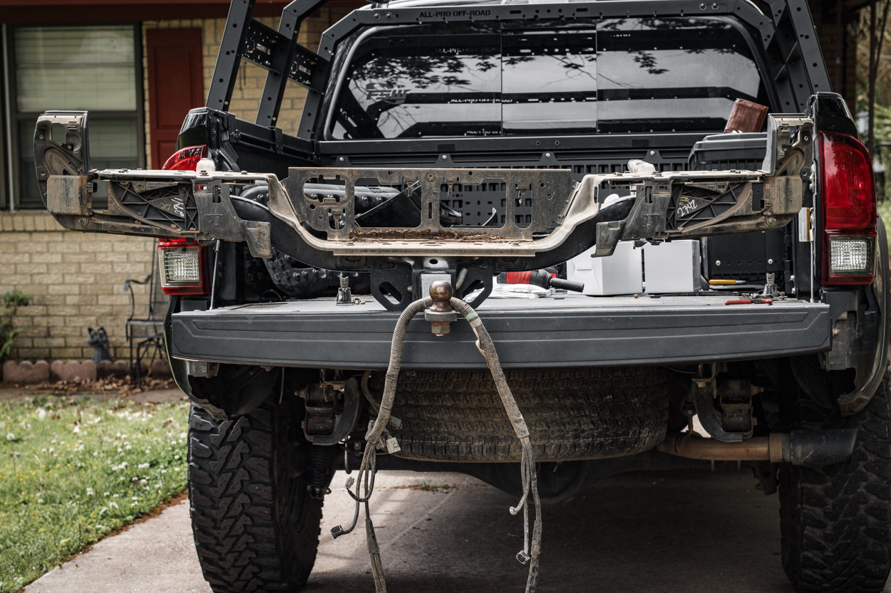 Removing wiring harness for All-Pro Off-Road rear bumper installation