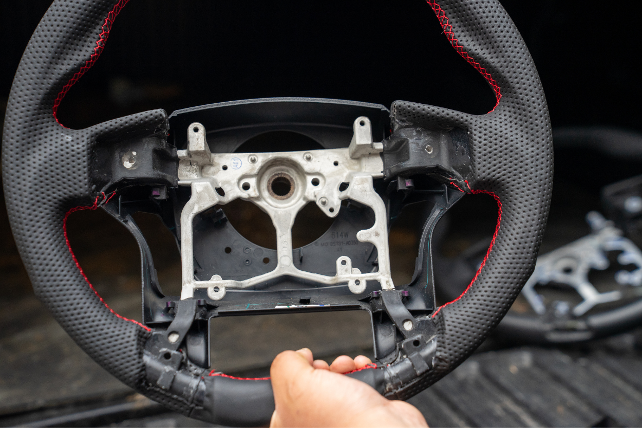 YotaVerse Leather Steering Wheel Installation - Installing backside of Airbag to YV Steering Wheel
