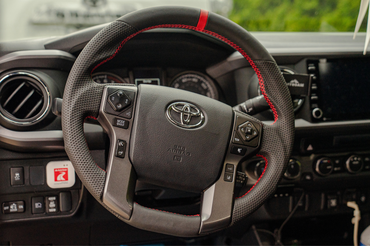 YotaVerse Leather Steering Wheel With Race Stripe for the 3rd Gen Tacoma