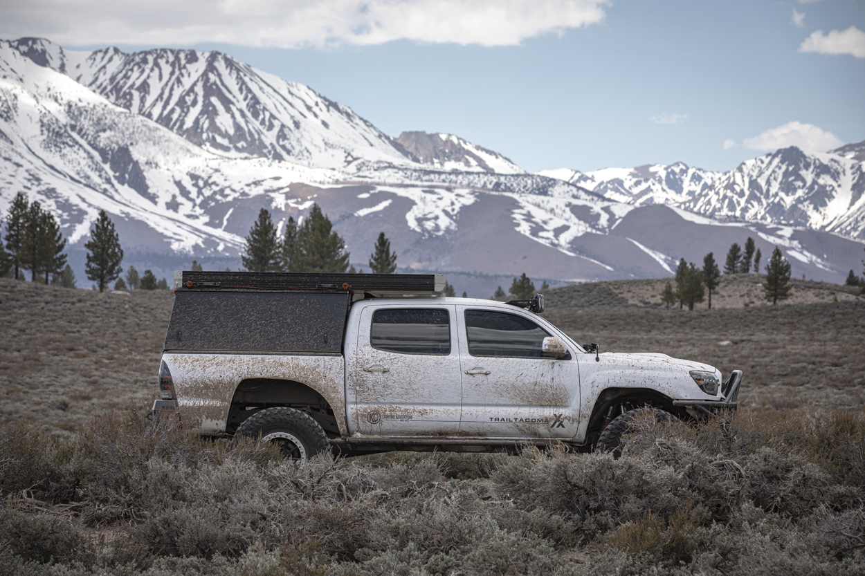 White 2nd Gen Tacoma With Black GFC Camper