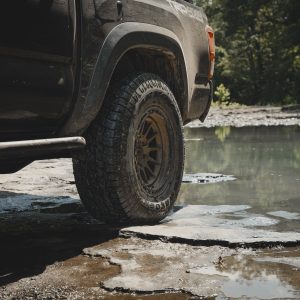 Arroyo Tamarock All-Terrain tires on Tacoma in the water