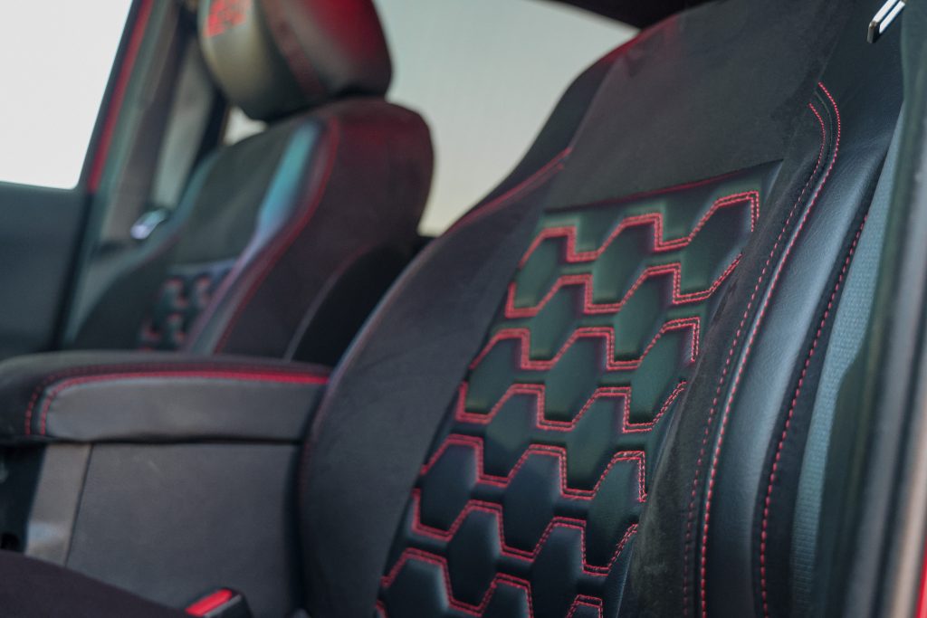 Custom Black & Red Tacoma Seat Covers