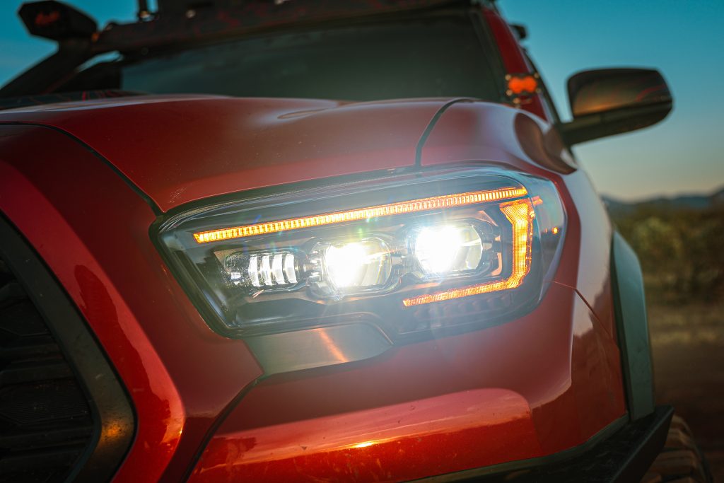 Morimoto XB Evo Headlights On Tacoma With Amber DRL