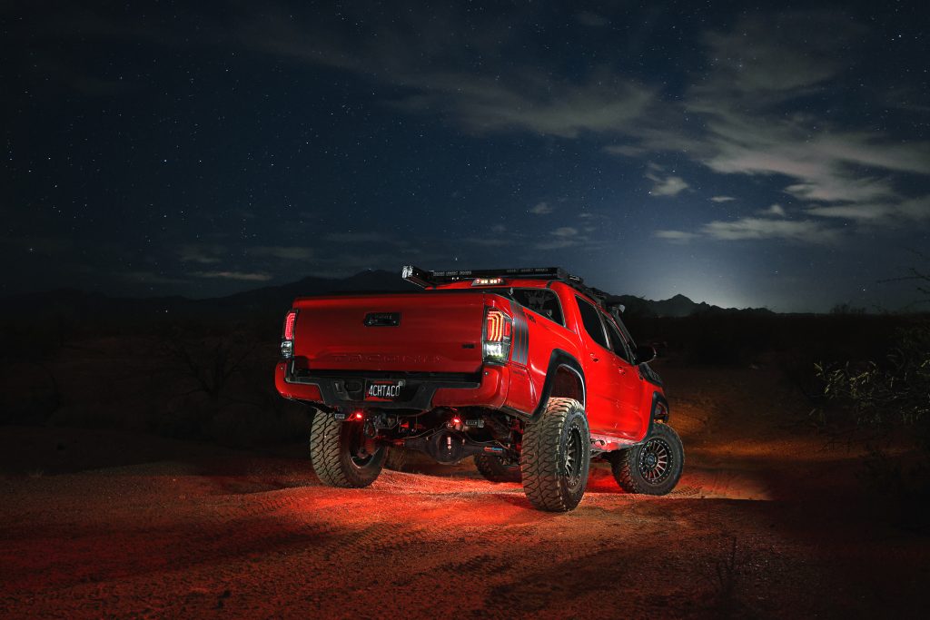 Morimoto XB Tail Lights At Night On Tacoma
