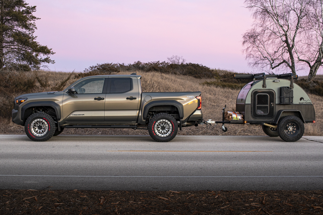 4th Gen Tacoma With Machined Wheels Towing Teardrop Trailer
