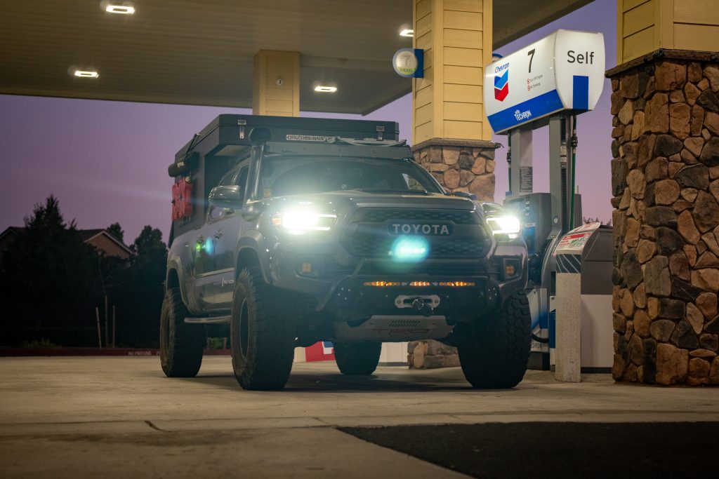 Overland 3rd Gen Tacoma Filling Up At Gas Station