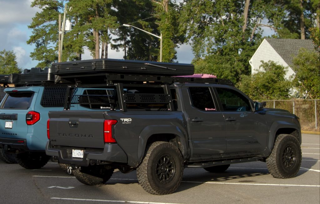 4th Gen Tacoma With Cali Raised Bed Rack With Topper Rack & Cab Roof Rack