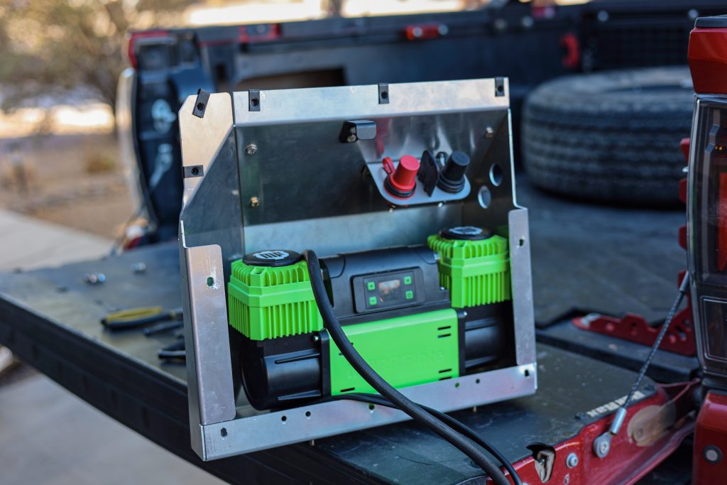 MORRFlate Air Compressor & Terminals In JD Fab Bed Box