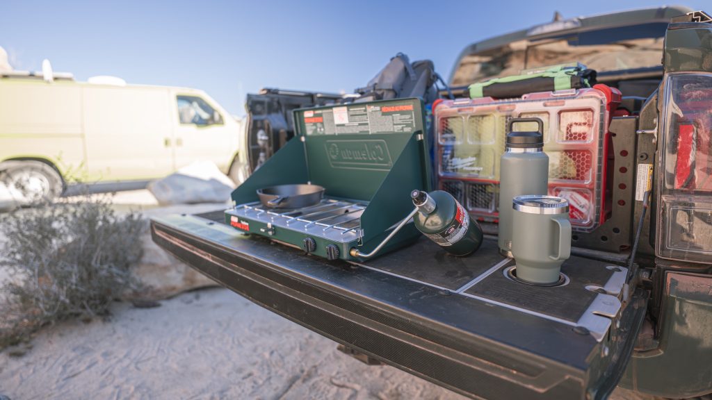 BillieBars Tailgate Cover With Camp Kitchen Setup