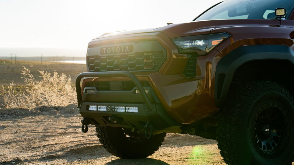 Cali Raised Low Profile Stealth Bumper With Bull Bar On 4G Toyota Tacoma